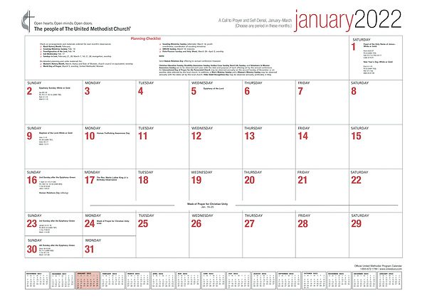 Official United Methodist Program Calendar 2022 | Cokesbury