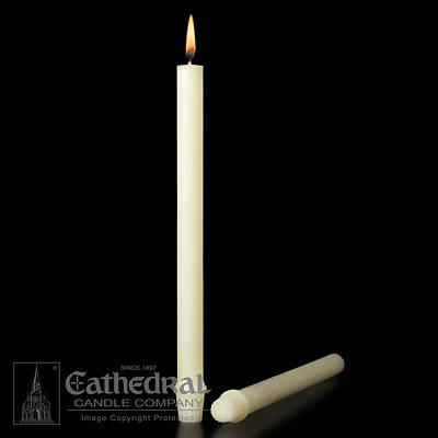 Picture of 100% Beeswax Altar Candles Cathedral 15 3/8 x 25/32 Pack of 24 Self-Fitting End