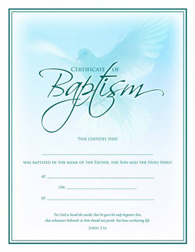 Picture of Certificate of Baptism Package of 6