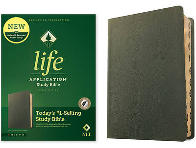 Picture of NLT Life Application Study Bible, Third Edition (Red Letter, Genuine Leather, Olive Green, Indexed)
