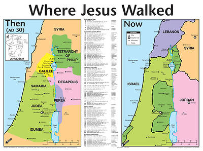 Picture of Where Jesus Walked: Then And Now® Maps - Wall Chart - Laminated