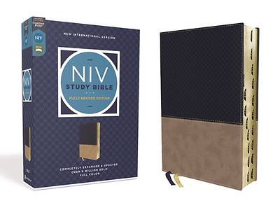 Picture of NIV Study Bible, Fully Revised Edition, Leathersoft, Navy/Tan, Red Letter, Thumb Indexed, Comfort Print