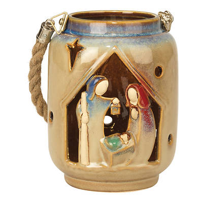 Picture of LED Lighted Lantern with Holy Family Ceramic 6"