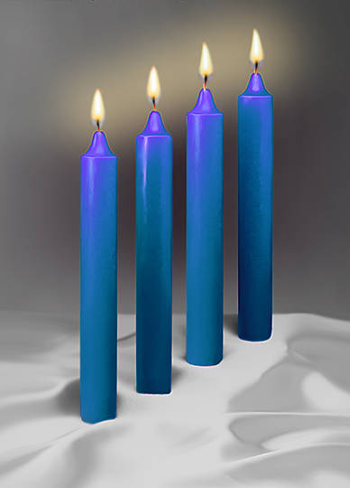 Picture of Emkay Advent 51% Beeswax Candle Set 12" X 1-1/2" - 4 Blue