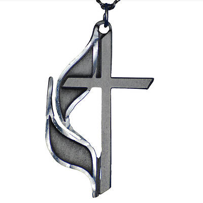 Picture of United Methodist Cross & Flame Pewter Necklace