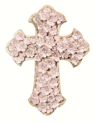 Picture of Pink Floral Wall Cross 12"H