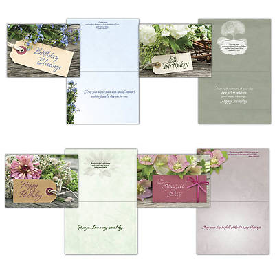 Picture of Floral Tags Birthday Boxed Cards - Box of 12
