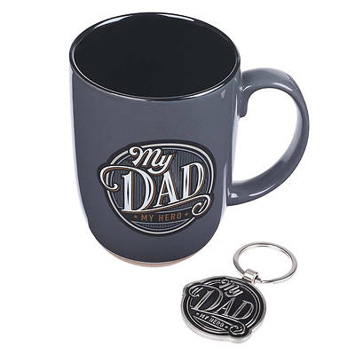 Picture of Grey Ceramic Coffee Mug Gift Set for Fathers - My Dad My Hero - Proverbs 14:26