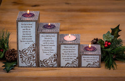 Picture of Love Hope Peace Joy Pillar Advent Set with Tea Lights Boxed