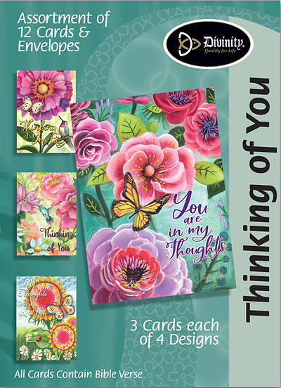Picture of Thinking of You Boxed Card Flowers, Birds & Butterflies (Pk 12)
