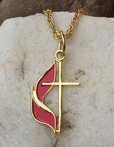Picture of UM Cross & Flame Necklace - Gold Plated
