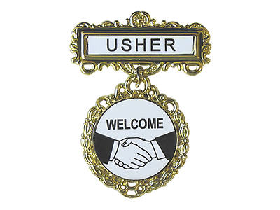 Picture of Gold Usher Welcome Fancy Round Badge
