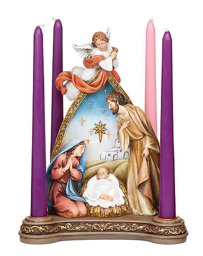 Picture of Advent Angel Over Holy Family Candle Holder