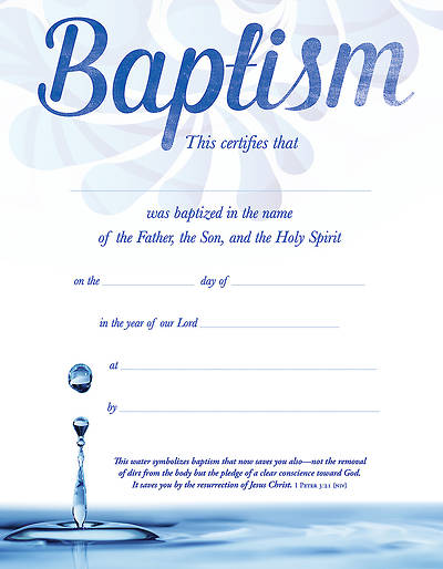 Picture of Baptism Certificate - 1 Peter 3:21 (NIV) - (PK 6)