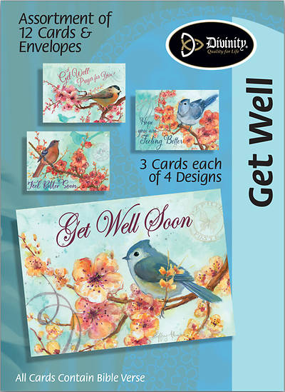 Picture of Get Well Boxed Card Flowers & Birds (Pk 12)