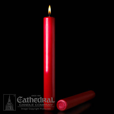 Picture of Cathedral 51% Beeswax Christmas Red Altar Candles - 1-1/2" x 12"