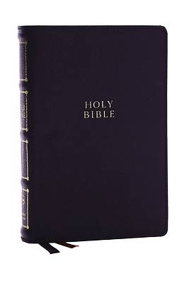 Picture of Nkjv, Compact Center-Column Reference Bible, Genuine Leather, Black, Red Letter, Thumb Indexed, Comfort Print