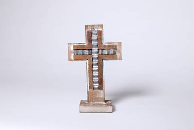 Picture of Small Wood Galvanized Strip Cross Stand