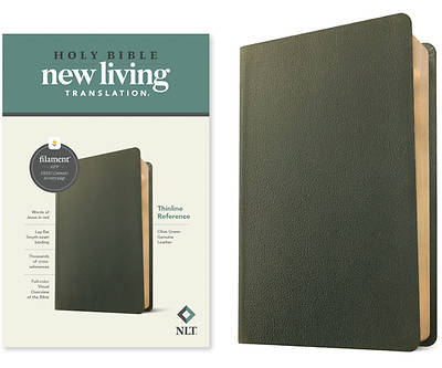 Picture of NLT Thinline Reference Bible, Filament Enabled Edition (Red Letter, Genuine Leather, Olive Green)