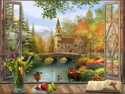 Picture of Autumn Church Frame Jigsaw Puzzle