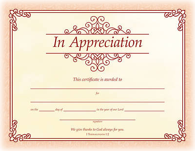 Picture of In Appreciation Certificate