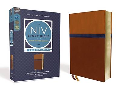 Picture of NIV Study Bible, Fully Revised Edition, Personal Size, Leathersoft, Brown/Blue, Red Letter, Comfort Print