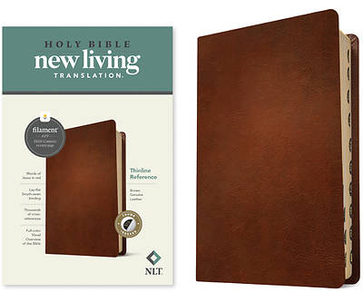 Picture of NLT Thinline Reference Bible, Filament Enabled Edition (Red Letter, Genuine Leather, Brown, Indexed)