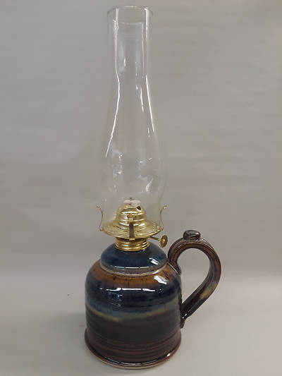 Picture of Stoneware and Glass Hurricane Lamp
