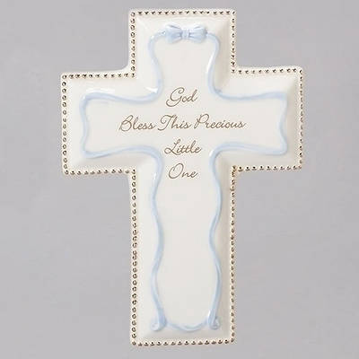 Picture of God Bless This Precious Little One Baptism Wall Cross - Blue