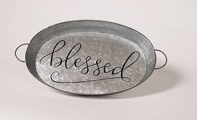 Picture of Metal "Blessed" Tray 18"H