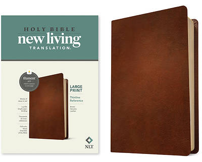 Picture of NLT Large Print Thinline Reference Bible, Filament Enabled Edition (Red Letter, Genuine Leather, Brown)