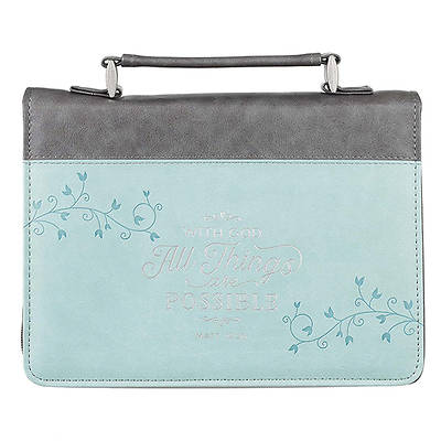 Bible Cover Luxleather With God All Things Are Possible Matt 19:26 Medium