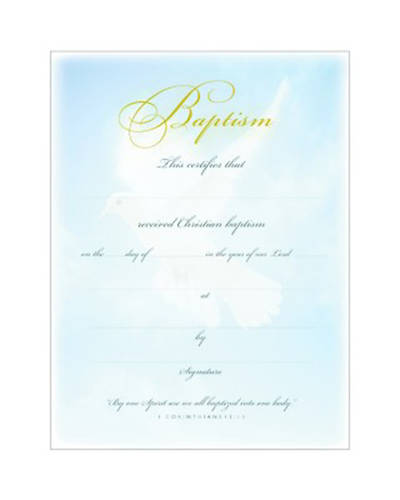 Picture of Baptism Certificate Premium Gold Foil Embossed Package of 6