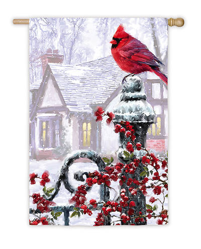 Picture of Winter Cardinal House Satin Flag