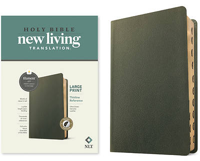 Picture of NLT Large Print Thinline Reference Bible, Filament Enabled Edition (Red Letter, Genuine Leather, Olive Green, Indexed)