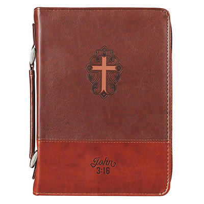 Bible Cover Luxleather Cross John 3:16 Large