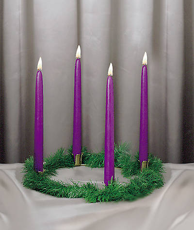 Picture of Advent Wreath With 4 Purple Candles Evergreen Trim