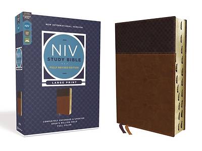 Picture of NIV Study Bible, Fully Revised Edition, Large Print, Leathersoft, Brown, Red Letter, Thumb Indexed, Comfort Print