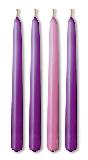 Picture of Advent Candle Taper 15'' x 7/8'', 3 Purple, 1 Rose