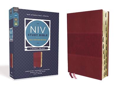 Picture of NIV Study Bible, Fully Revised Edition, Large Print, Leathersoft, Burgundy, Red Letter, Thumb Indexed, Comfort Print