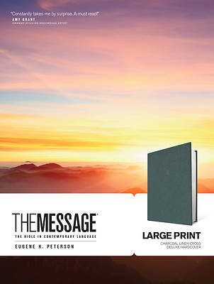 Picture of The Message Large Print Charcoal Linen Cross