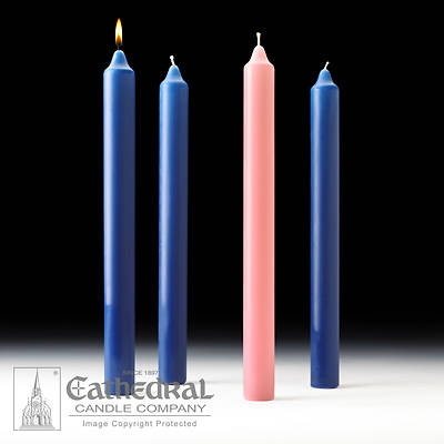 Picture of Cathedral Advent Candle Set 16" X 1-1/2" - 3 Sarum Blue, 1 Rose
