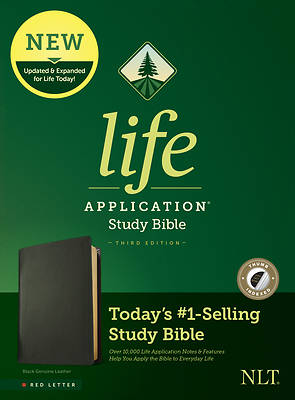 Picture of NLT Life Application Study Bible, Third Edition (Red Letter, Genuine Leather, Black, Indexed)