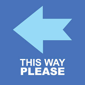 Picture of This Way Please (Left Arrow) 9"x9" Floor Decal Sign - 2 Pack