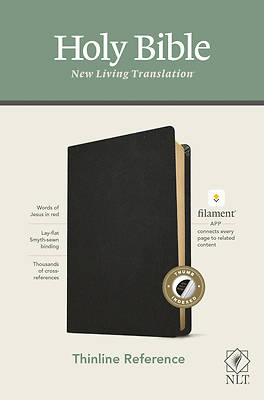 Picture of NLT Thinline Reference Bible, Filament Enabled Edition (Red Letter, Genuine Leather, Black, Indexed)