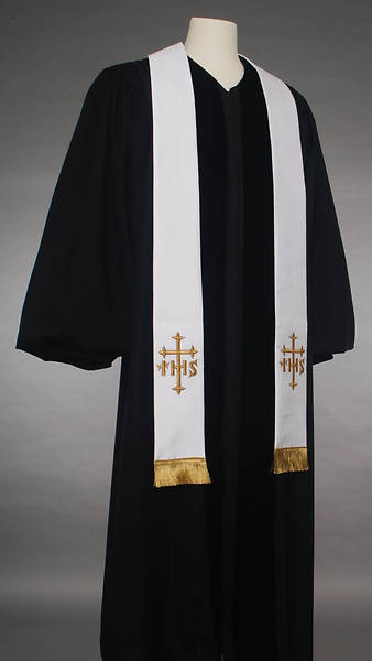 Picture of White IHS Cross Stole