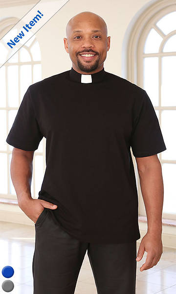 Picture of Abiding Spirit Men's Short Sleeve Knit Black Clergy Shirt Large
