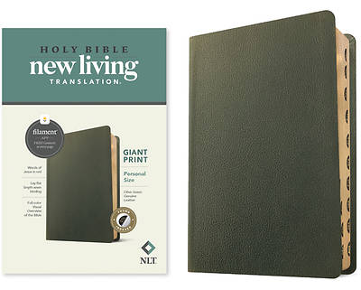 Picture of NLT Personal Size Giant Print Bible, Filament Enabled Edition (Red Letter, Genuine Leather, Olive Green, Indexed)
