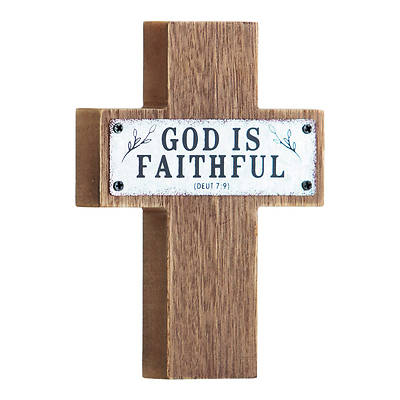 Picture of Faithful MDF Wood and Metal Cross 5.5"