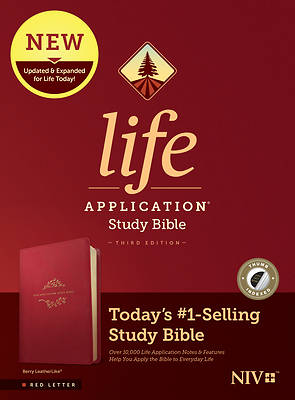 Picture of NIV Life Application Study Bible, Third Edition (Red Letter, Leatherlike, Berry, Indexed)